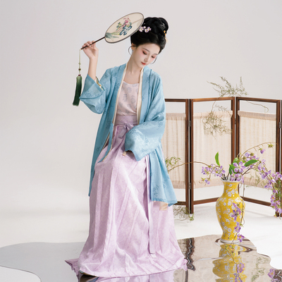 灵枝韵丨簪花阁汉服定制丨宋制真丝合领衫齐腰襦裙套装春夏款仙气