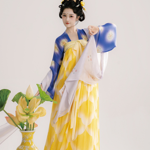 琉璃金丨簪花阁汉服定制丨唐制真丝印花齐胸襦裙套装春秋款仙气