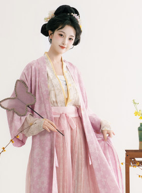 桃溪丨簪花阁汉服丨 宋制真丝浅交领襦裙长干寺套装春秋款