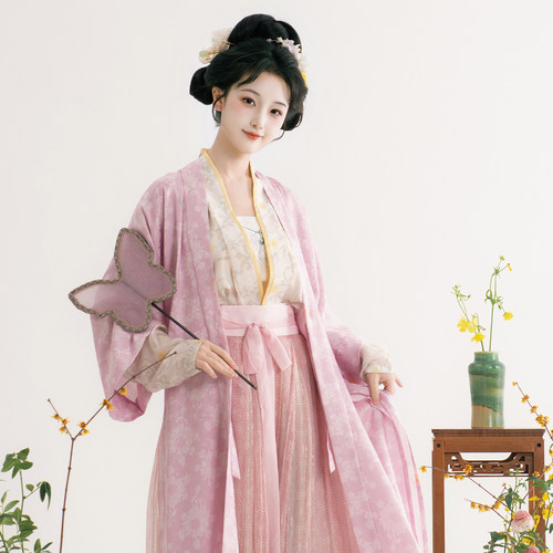 桃溪丨簪花阁汉服丨 宋制真丝浅交领襦裙长干寺套装春秋款