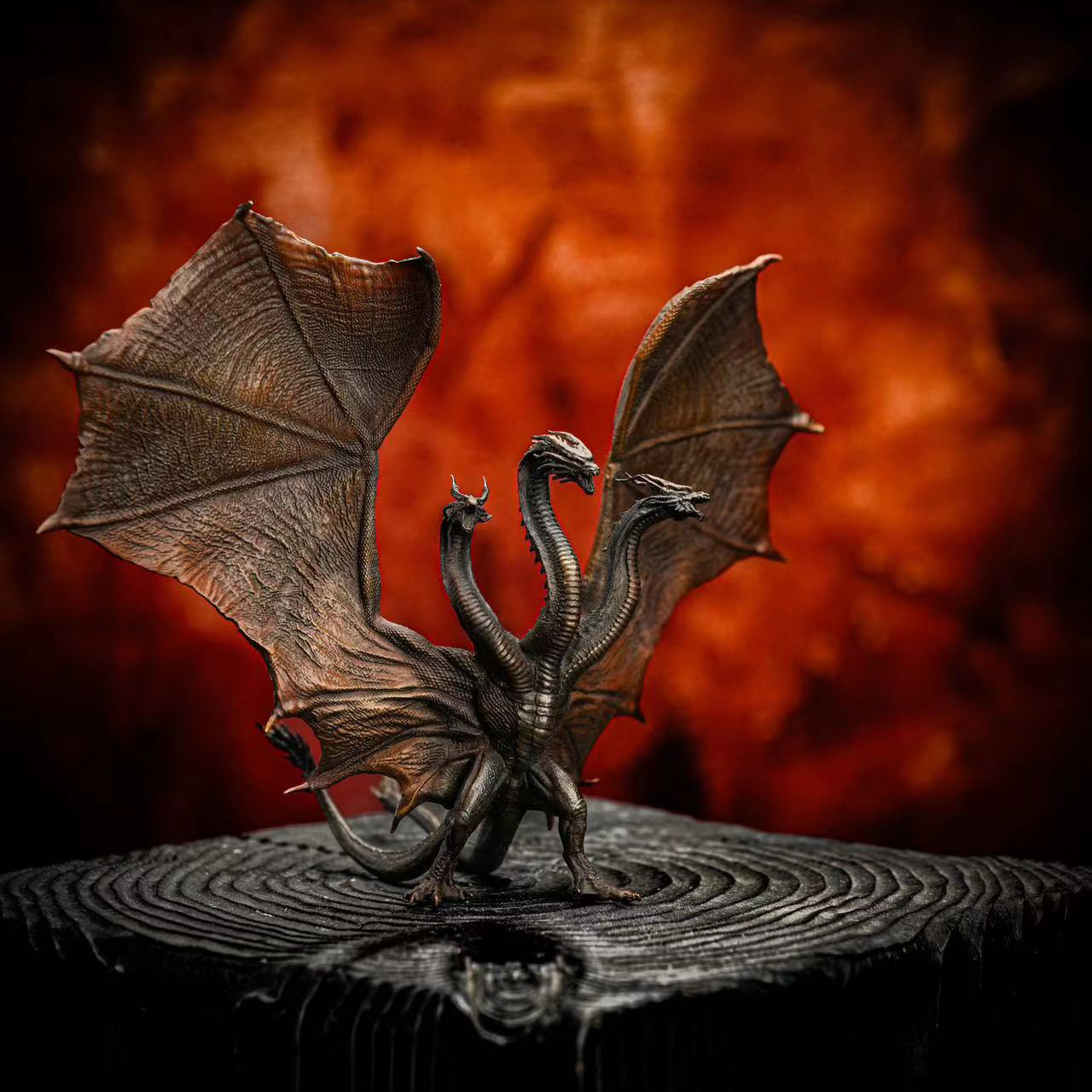 哥斯拉怪兽之王 王者基多拉青铜全身像 恐龙手办模型摆件