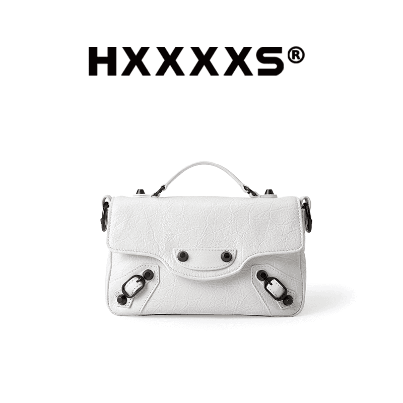 百搭HXXXXS油蜡翻盖机车包头层羊皮手提托特包通勤大容量柳钉方包