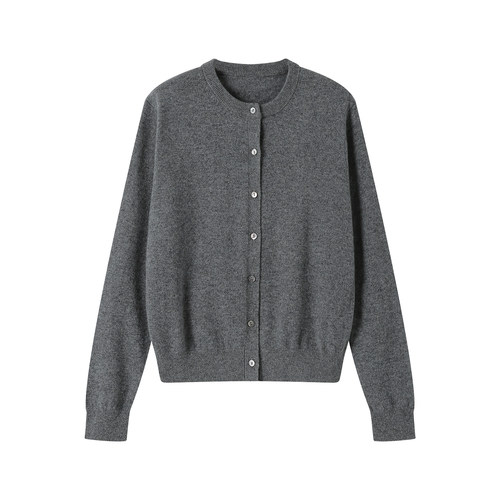 《长期主义》26春秋新款灰色山羊绒开衫可机洗三季可穿百搭羊绒衫