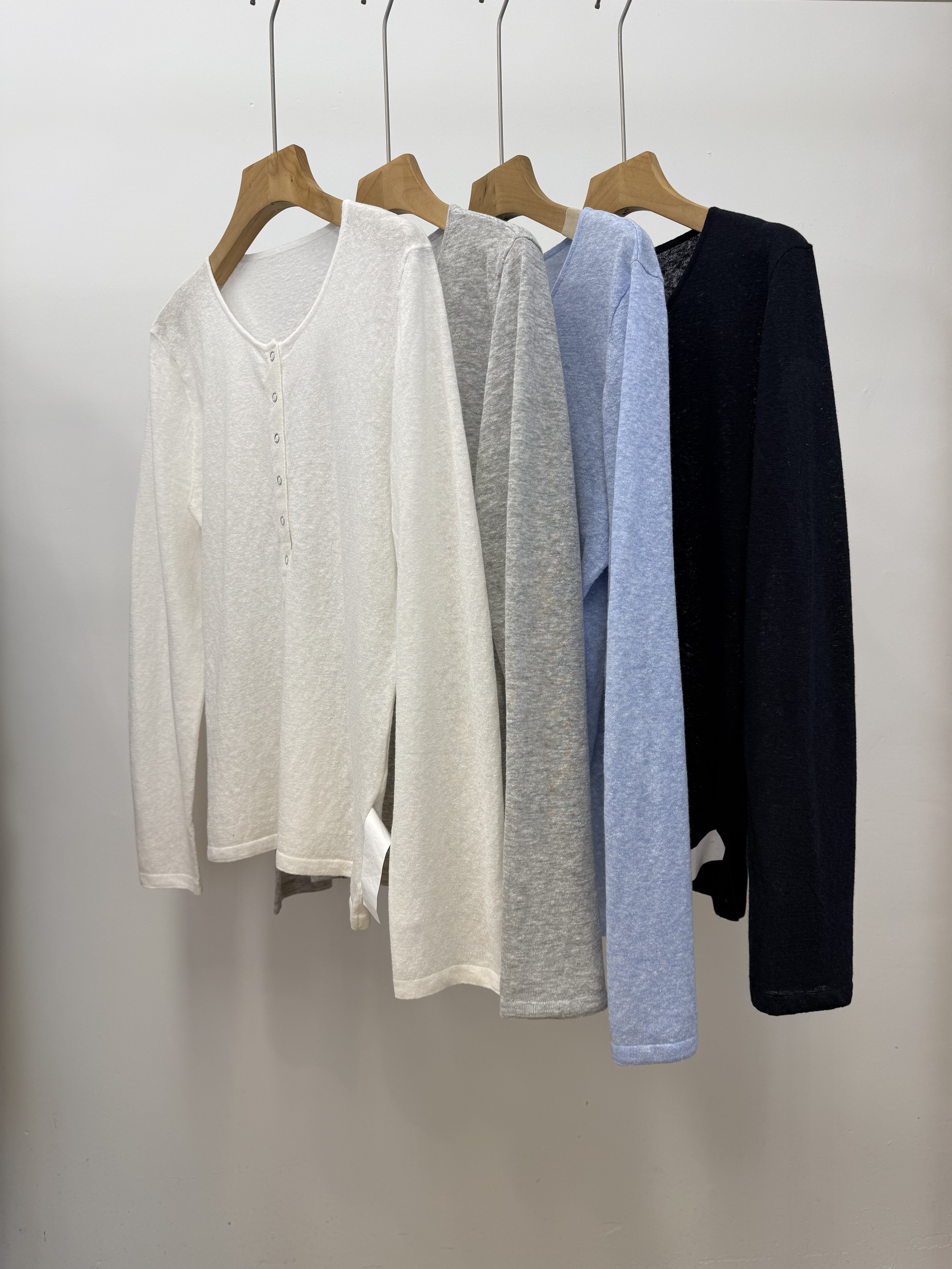 《夏至》2026春夏新款亚麻棉混纺多扣套头针织防晒衫宽松長袖罩衫 - MAXJOJO官方店出品