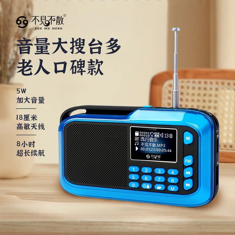 不见不散老人收音机蓝牙音响便携儿童播放器外放倍速式插卡小音响