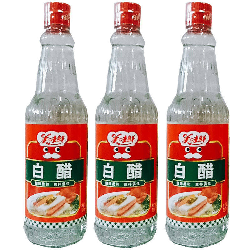 厨邦美味鲜白醋500ml*3瓶装家用炒菜烹饪醋鱼凉拌食用酿造白醋