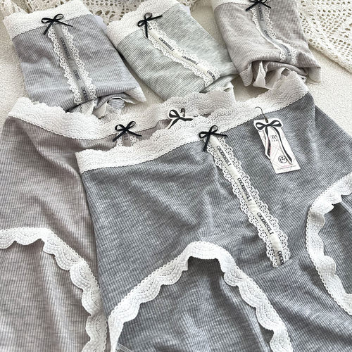 天姿娜9865螺纹蕾丝性感透气内裤