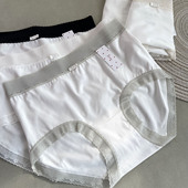 小兰裙新款 2076蕾丝花边白色内裤 女纯棉裆柔软莫代尔petite中腰