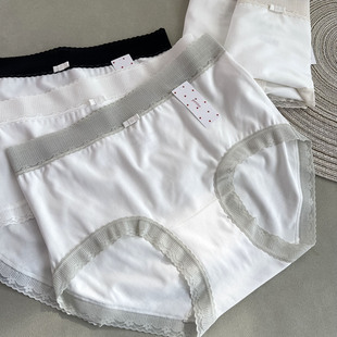 小兰裙新款2076蕾丝花边白色内裤女纯棉裆柔软莫代尔petite中腰