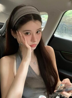 韩系灰色宽边发箍女高级感