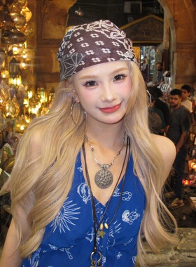 美式复古腰果花包头巾女夏季薄款