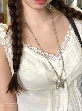 甜酷星星吊坠挂脖长款毛衣链女