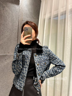 美学时光机!新款丝绒领花色牛仔外套复古简约百搭短外套女