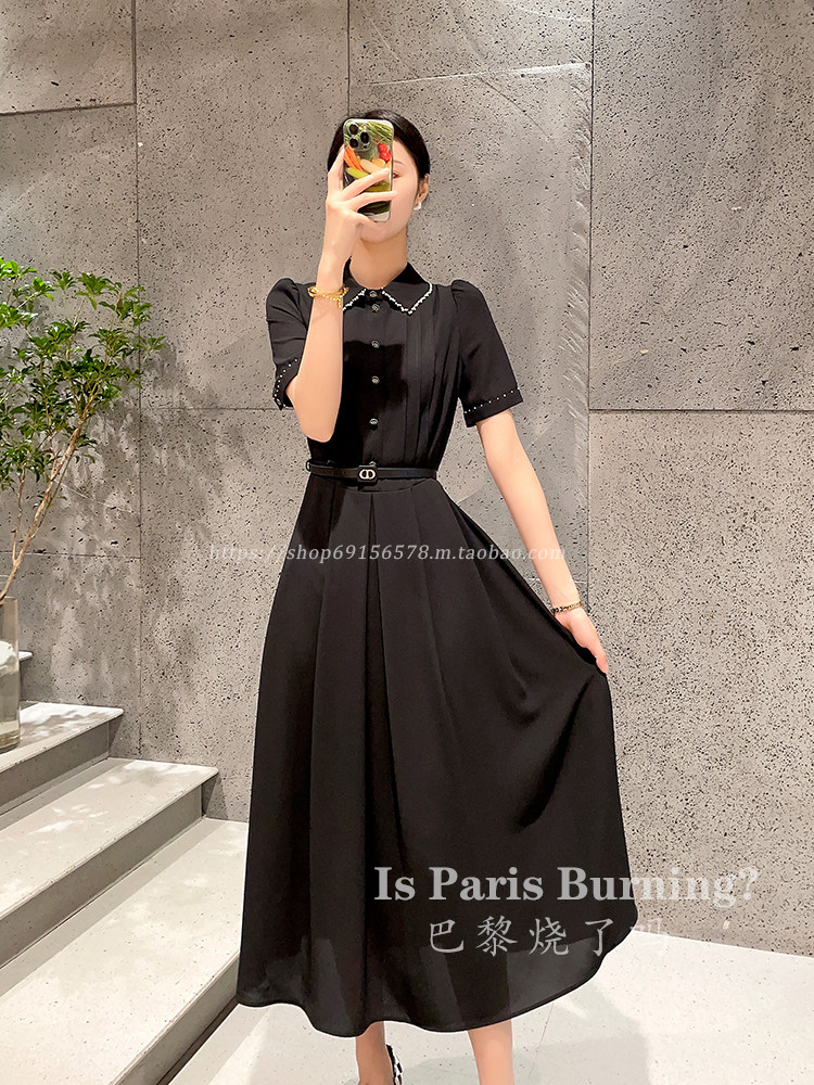 气质优雅腰带收腰连衣裙