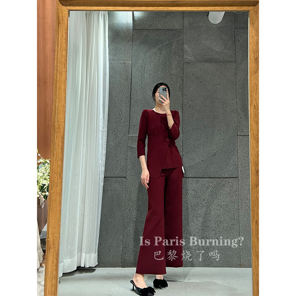 新品高端时尚气质优雅风套装设计感上衣+裤子两件套女