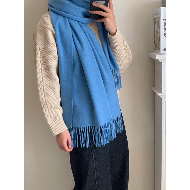 高定~纯色仿羊绒围巾女冬季百搭