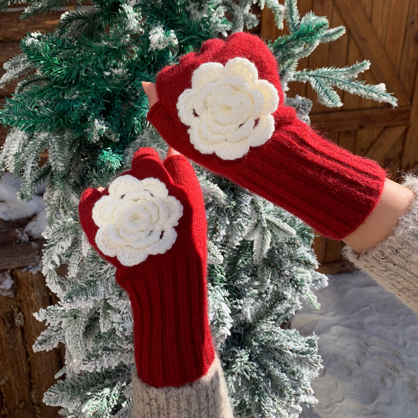 小香款~立体手工玫瑰花朵半指手套女加长护手腕保暖防寒骑行手套,服饰配件/皮带/帽子/围巾,手套,淘宝优惠券,粉丝福利购,淘宝优惠卷