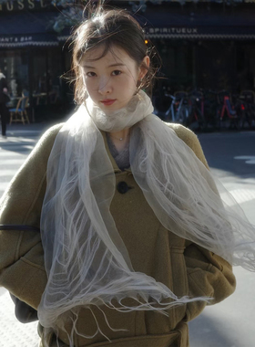 高品质】maito平替超仙双层流苏丝巾女2026新款复古典雅飘带春夏