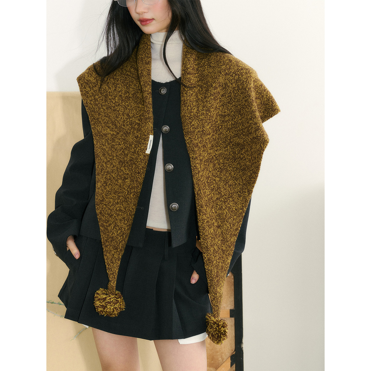 重磅100%wool】澳洲羊毛大披肩女外搭复古法式双球三角巾围巾保暖,服饰配件/皮带/帽子/围巾,围巾/丝巾/披肩,淘宝优惠券,粉丝福利购,淘宝优惠卷