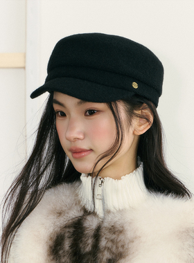 高版本小金标复古英伦帽子报童帽女大头围时髦百搭黑色贝雷帽秋冬