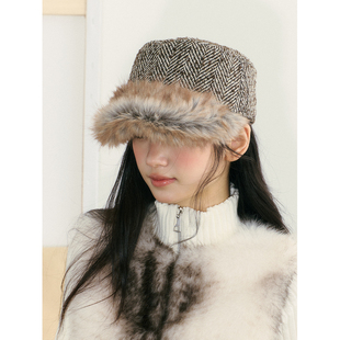 韩代款！独立设计师千禧风y2k马术帽女气质复古平顶帽子报童帽潮