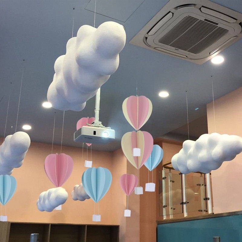 夏季美陈热气球爱心粉装饰汽车4s店展厅吊顶挂饰开业现场活动布置