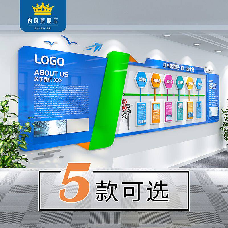 立体亚克力公司企业发展历程时间轴文化墙办公室装饰广告设计定制