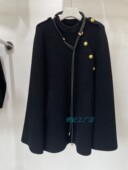 披肩赫本风 斗篷外套女装 秋冬2023新款 高级感 貂绒立领中长款 纯色