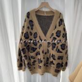 时尚 2024早秋冬慵懒风气质豹纹洋气宽松针织开衫 外套女宽松大码