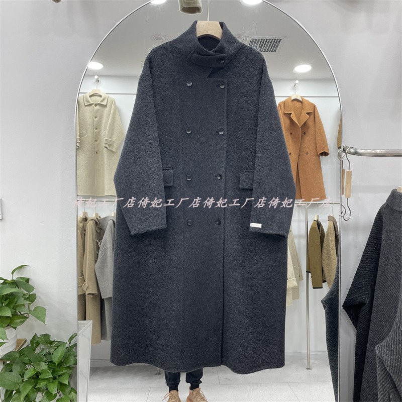 宽松显瘦长款羊毛呢外套欧洲站