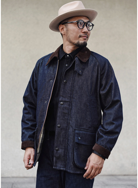 沾酱 牛仔版狂飙安欣同款 无油蜡夹克猎装风衣工装外套BBR bedale