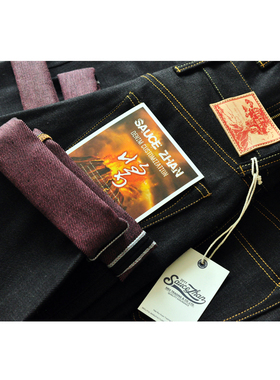 沾酱 重磅20.5OZ火山316双染牛仔裤男 直筒复古长裤 赤耳丹宁咔叽