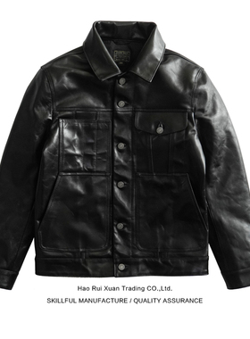 沾酱 巡洋舰马皮皮衣男 夹克男士 美式复古工装夹克外套 阿美咔叽