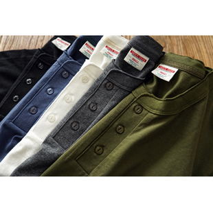 亨利领T恤男 2023夏新品 纯棉 T恤 复古T 纯色圆领男士 沾酱