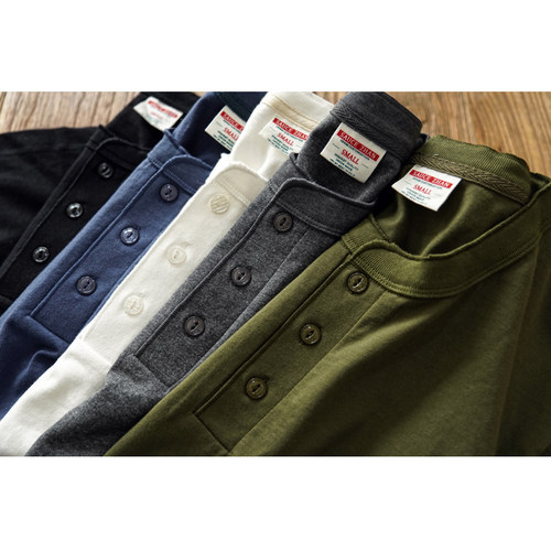 沾酱亨利领T恤男纯棉