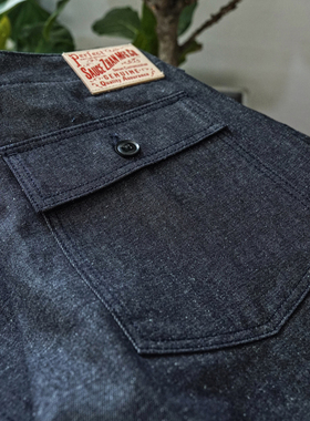 沾酱OG107短裤夏季10盎司棉麻牛仔裤男 原牛宽松赤耳养牛工装咔叽