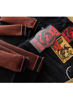 沾酱 红纱T6601XX马年限定牛仔裤 双染赤耳丹宁直筒复古阿美咔叽