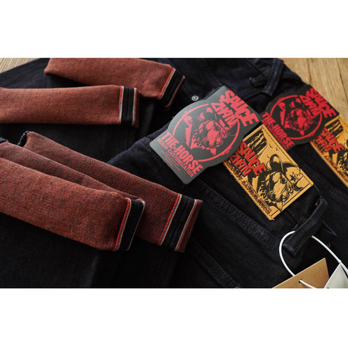 沾酱 红纱T6601XX马年限定牛仔裤 双染赤耳丹宁直筒复古阿美咔叽