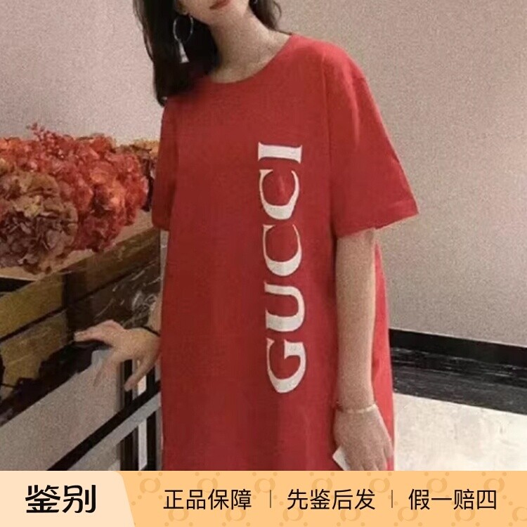 国内现货春夏GUCCI古驰侧边字母印花纯棉宽松百搭圆领短袖T恤