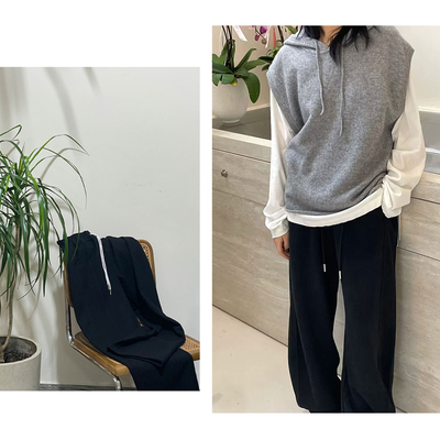 品牌授权现货冬季CAYLA抽绳茧型厚款香蕉裤宽松针织休闲裤