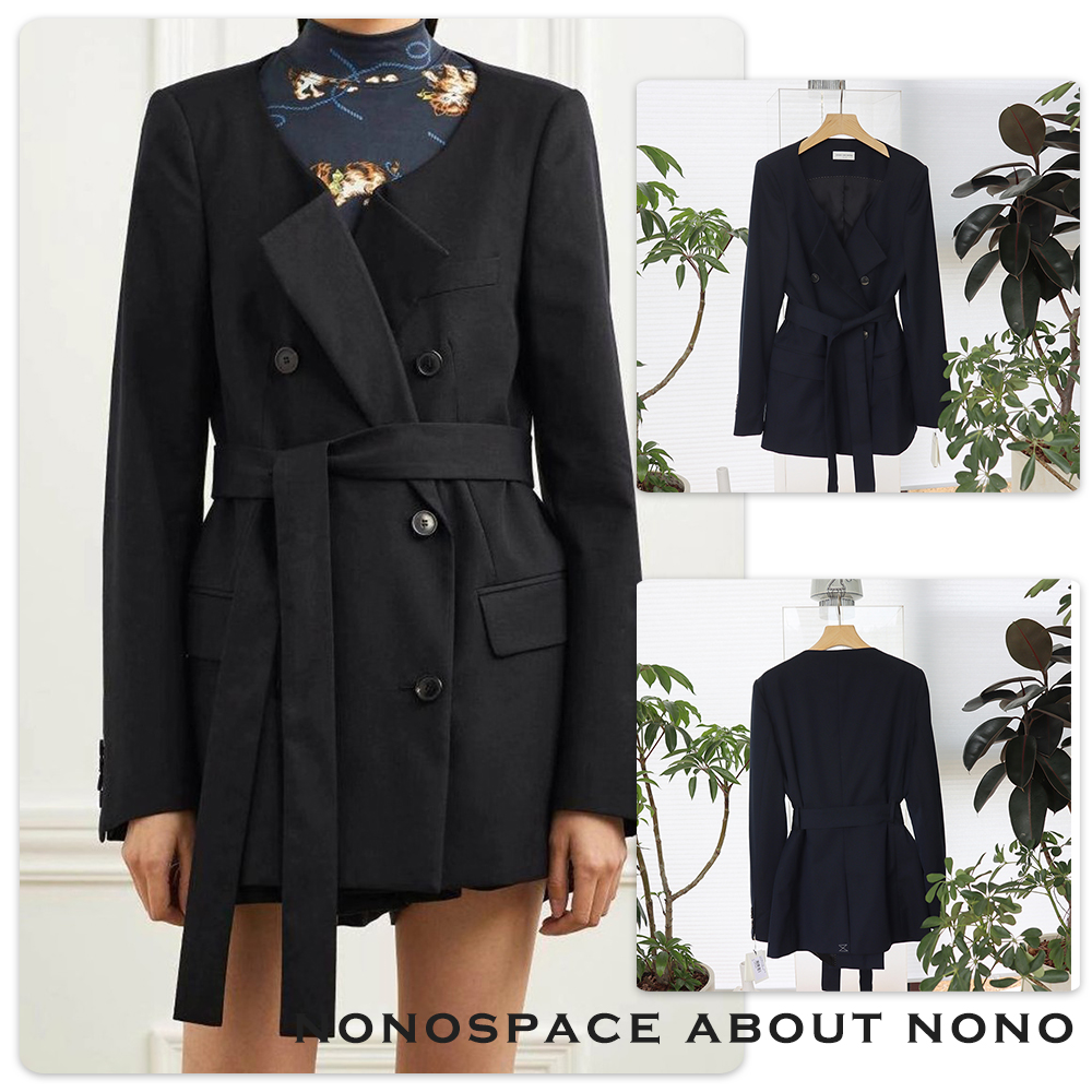 国内现货秋季DRIES VAN NOTEN DVN羊毛圆领双排扣腰带西装外套