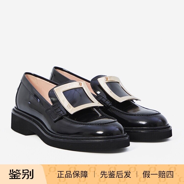 国内现货Roger Vivier漆面皮金属扣乐福鞋一脚蹬豆豆鞋【SH】