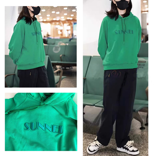 张小斐同款国内现货Sunnei刺绣字母logo连帽宽松百搭毛圈卫衣帽衫