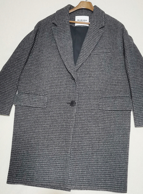 国内现货ISABEL MARANT Etoile羊毛细格子阔型口袋长款大衣外套