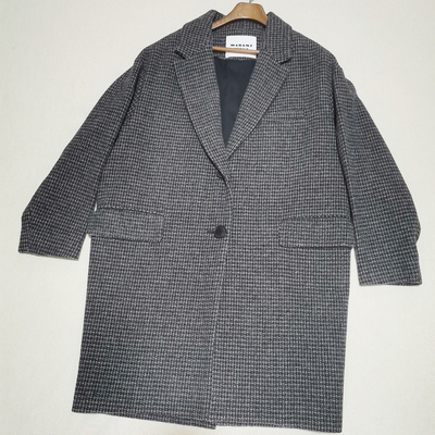 国内现货ISABEL MARANT Etoile羊毛细格子阔型口袋长款大衣外套
