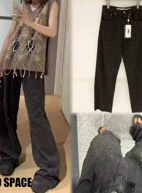 秀场款现货Maison Margiela MM6高腰做旧破洞磨毛水洗柔软牛仔裤