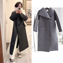 国内现货秋冬TOTEME菱格纽扣开衫华夫饼裹身中长款大衣棉外套