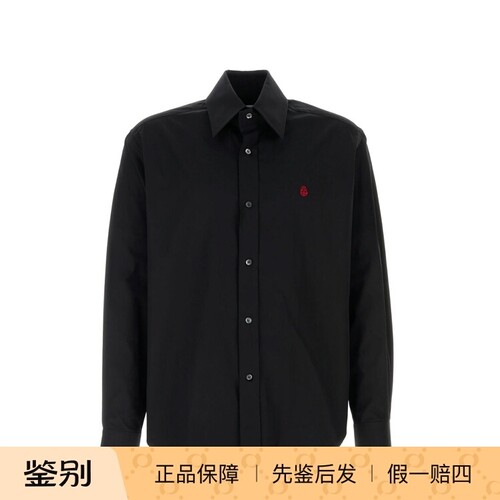 国内现货正品Alexander Mcqueen麦昆黑色刺绣长袖衬衫【SH】