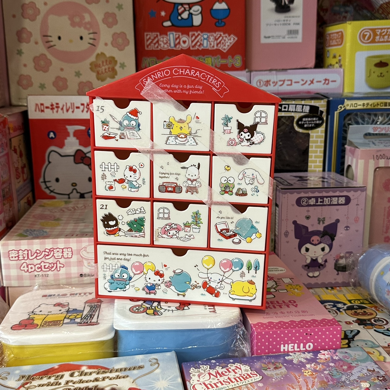 日本三丽鸥全家福Hello Kitty库洛米人鱼房型收纳抽屉盒子