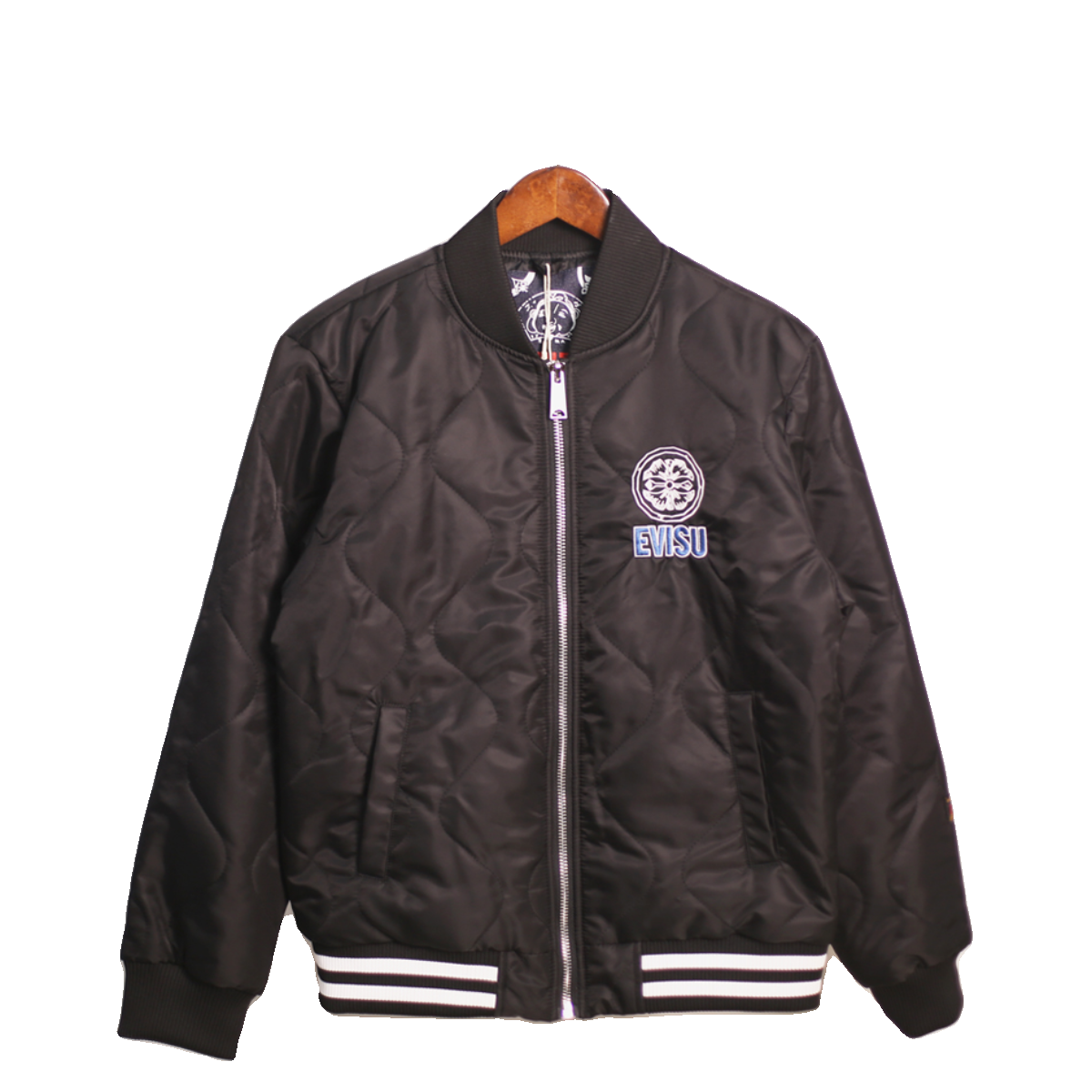 evisu福神秋冬佛头刺绣字母棒球服夹克男女休闲宽松棉服外套潮流